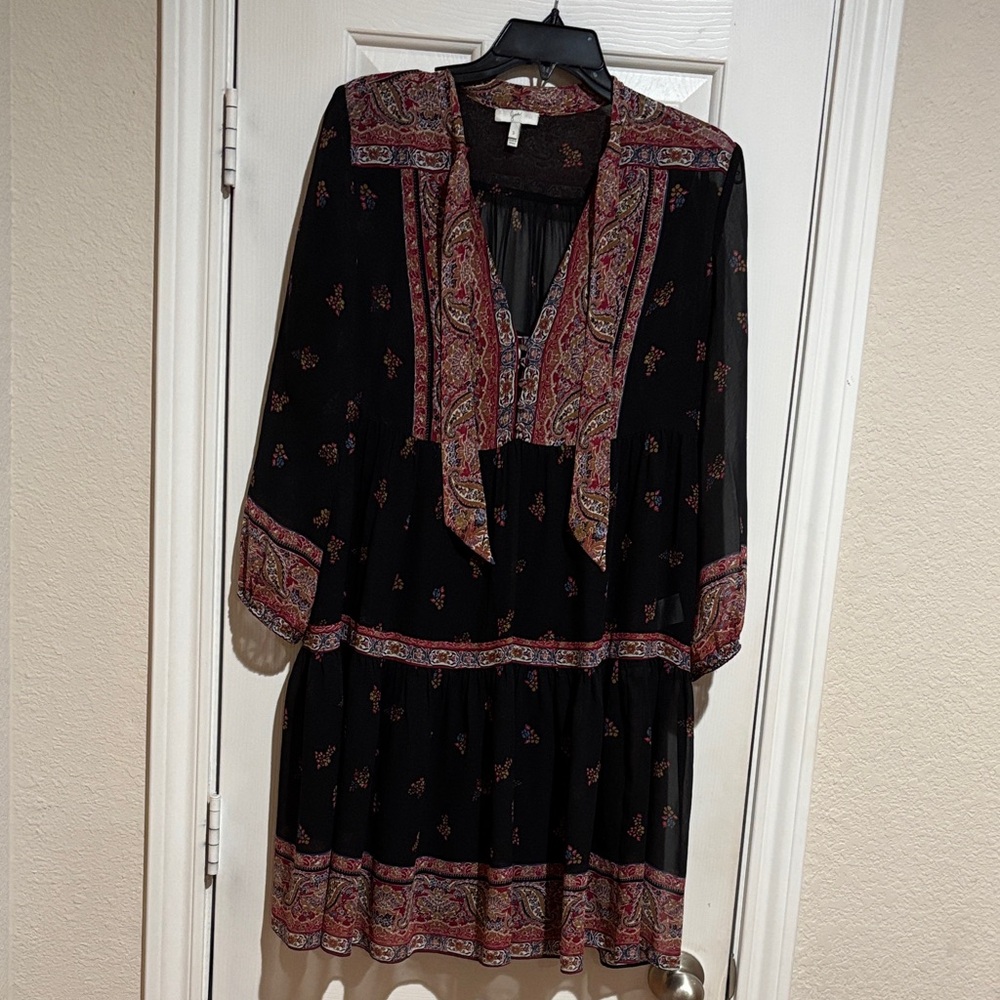Joie Black and Red Long Sleeve Dress